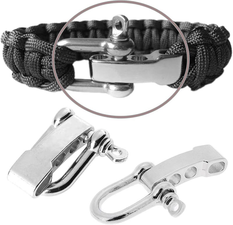 Silver 4Pcs Adjustable D Shackles High Strength Alloy Buckles For Outdoor Rope Paracord - Image 2